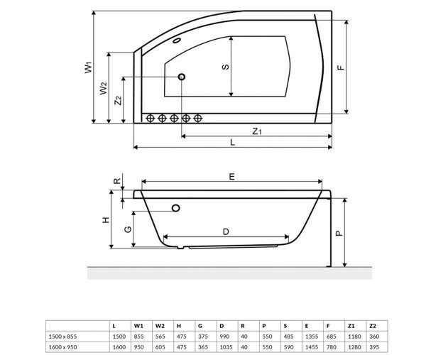 Ванна акриловая Excellent Magnus, правая, 150x85 (WAEX.MGP15WH)