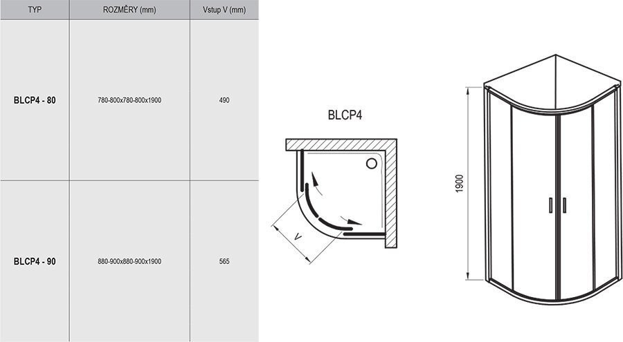 Душова кабіна Ravak Blix BLCP4, 80x80 (3B240C00ZG)