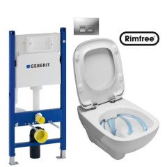 Комплект: Унитаз Kolo Style Rimfree + Инсталляция Geberit Duofix Delta + Крышка + Клавиша Delta 50 (L23120000+458.126.00.1+L20112000+115.135.46.1)