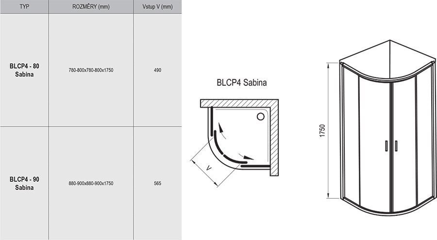 Душова кабіна Ravak Blix BLCP4, 80x80 (3B240C40Z1)