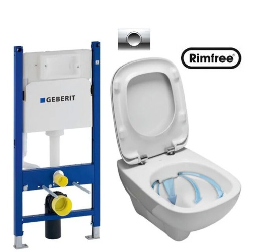 Комплект: Унітаз Kolo Style Rimfree + Інсталяція Geberit Duofix Delta + Кришка Soft-Close + Клавіша Delta 11 (L23120000+458.126.00.1+L20112000+115.105.21.1)