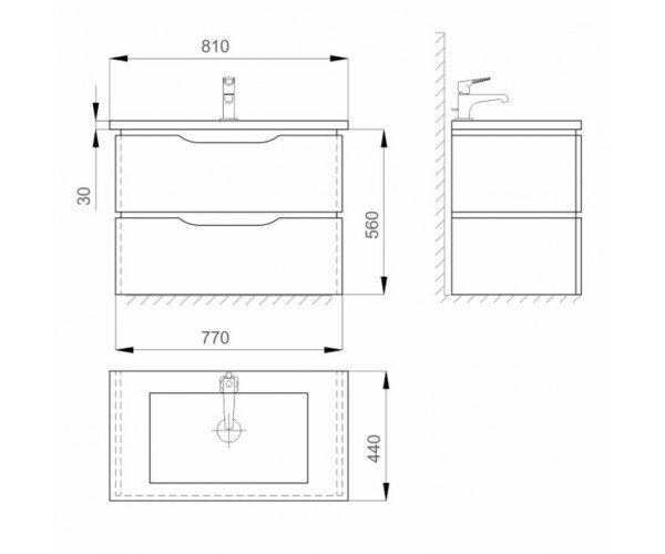 Тумба з умивальником Sanwerk Alessa Air, 81 (MV0000640)
