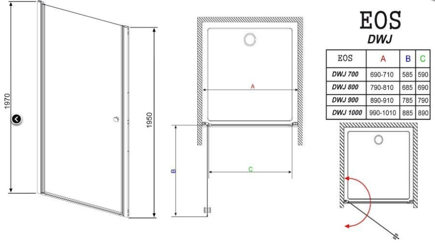 Душевые двери Radaway Eos DWJ 70 (37983-01-01N)