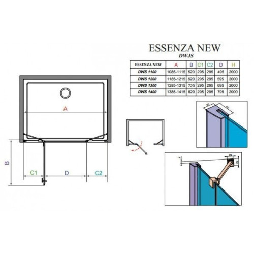 Душевые двери Radaway Essenza New DWJS 130R, правые (385032-01-01R)
