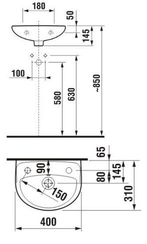 Умывальник подвесной Jika Lyra Plus, 40 (H8153810001061)