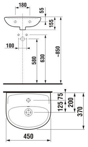 Умывальник подвесной Jika Lyra Plus, 45 (H8153820001041)