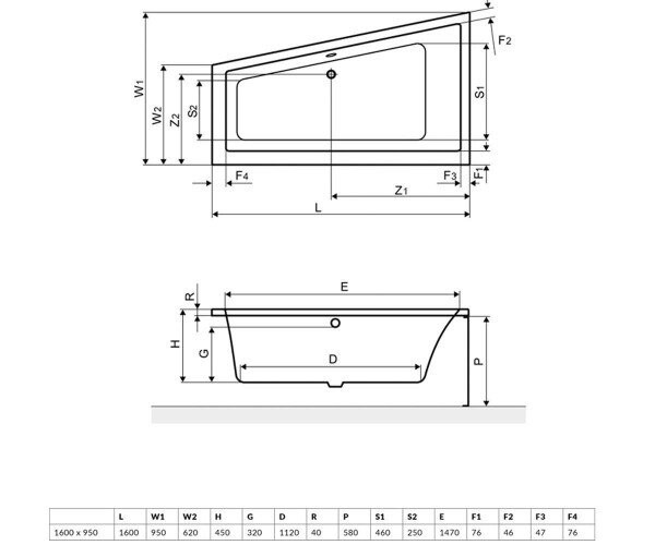 Ванна акрилова Excellent M-Sfera, права, 160x95 (WAEX.MSP16WH)