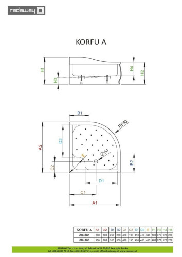 Душевой поддон Radaway Korfu, 90x90 (4S99400-03)