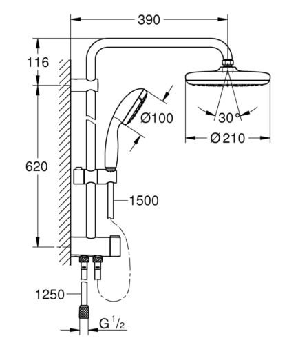 Душевая система Grohe New Tempesta (26381001)