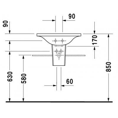 Умывальник подвесной Duravit Starck-1, 57 (4055700001)