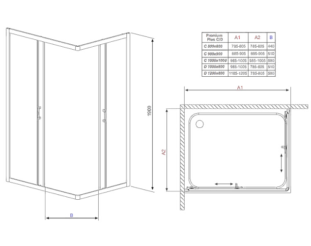 Душова кабіна Radaway Premium Plus, 80x80 (30463-01-01N)