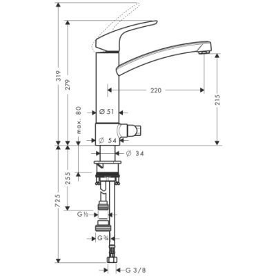 Смеситель для кухни Hansgrohe Focus E2, однорычажный, хром (31803000)