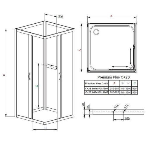 Душевая стенка Radaway Premium Plus 2S 90 (33433-01-01N)