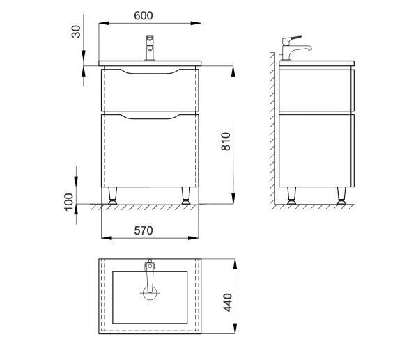 Тумба с умывальником Sanwerk Alessa, 60 (MV0000695)