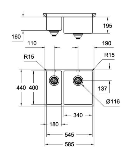 Кухонная мойка стальная Grohe K700U, 58x44 (31576SD0)