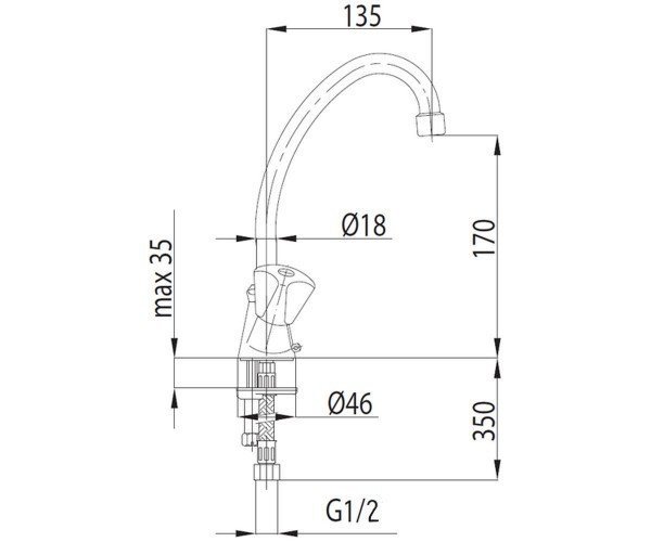 Смеситель для кухни KFA Armatura Standart, двухвентильный, хром (302-314-00)