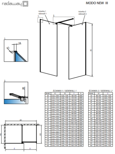 Душова стінка Radaway Walk-In Modo New III 155 (389155-01-01)