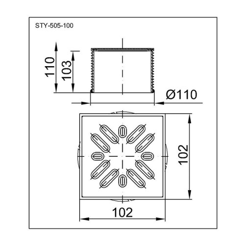 Надставка для трапа Styron, решётка, 10х10 (STY-505-100)