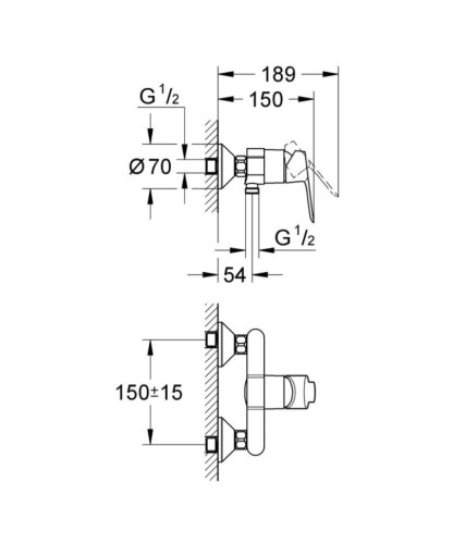 Cмеситель для душа Grohe BauEdge, однорычажный, хром (23333000)
