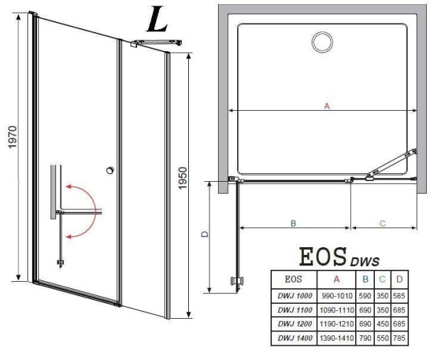 Душевые двери Radaway Eos DWS 120L, левые (37992-01-01NL)