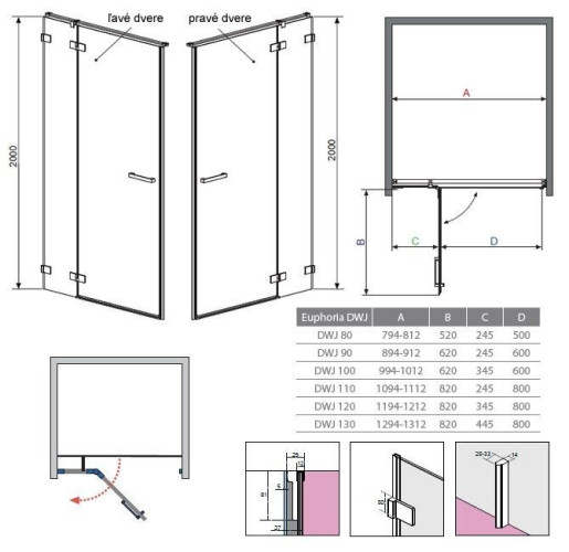 Душові двері Radaway Euphoria DWJ 110R, праві (383015-01R)