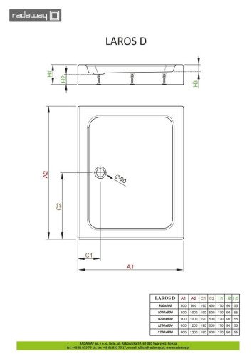 Душевой поддон Radaway Laros D, 120x90 (SLD91217-01)