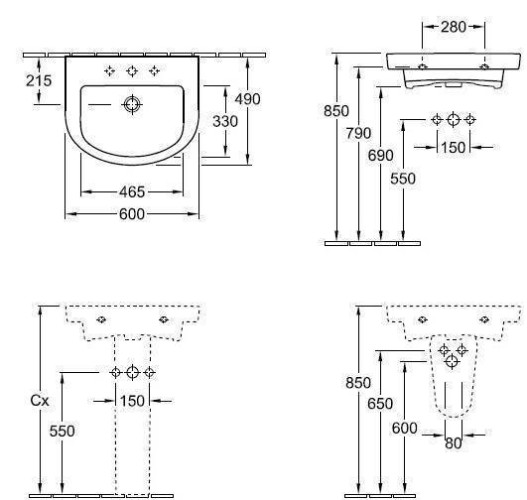 Умивальник підвісний Villeroy&Boch Subway 2.0, 60 (711461R2)