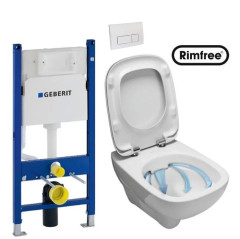 Комплект: Унитаз Kolo Style Rimfree + Инсталляция Geberit Duofix Delta + Крышка Soft-Close + Клавиша Delta 51 (L23120000+458.126.00.1+L20112000+115.105.46.1)