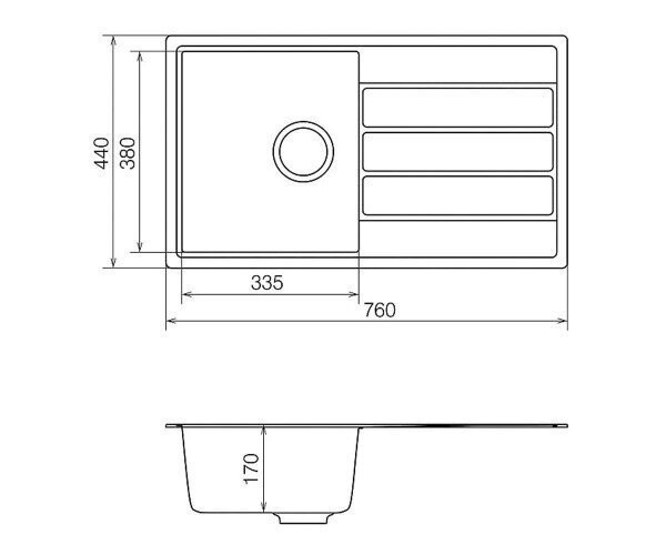Кухонная мойка гранитная Vankor Easy, 76x44, серый (EASY EMP 02.76 GRAY)