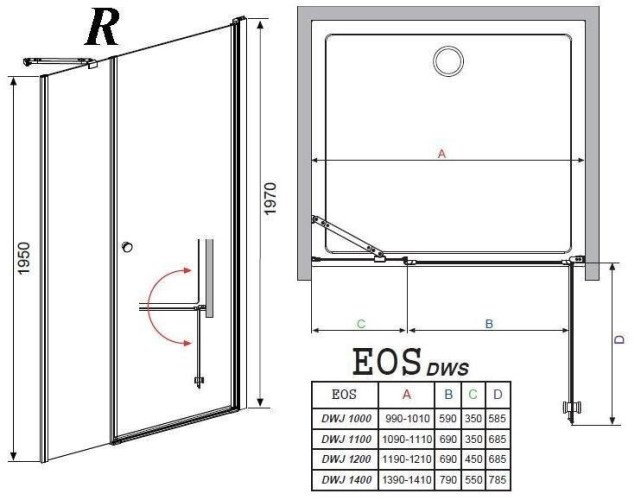 Душевые двери Radaway Eos DWS 120R, правые (37992-01-01NR)