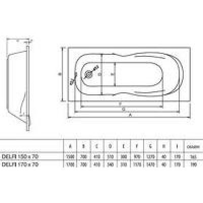 Ванна акрилова Koller Pool Delfi, 170х70 (DELFI150X70)