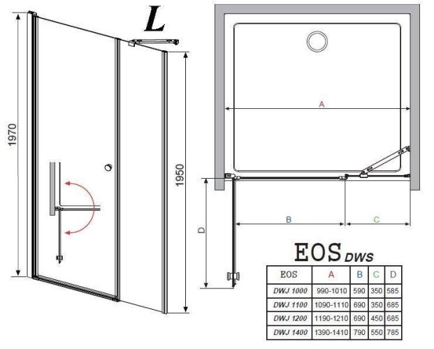 Душевые двери Radaway Eos DWS 140L, левые (37993-01-01NL)