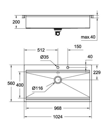 Кухонная мойка стальная Grohe K800, 102x56 (31586SD0)