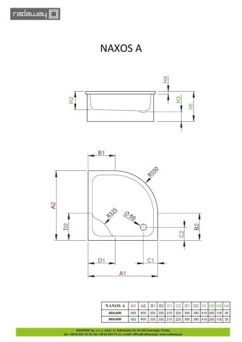 Душевой поддон Radaway Naxos A, 90x90 (SBA9941-1)