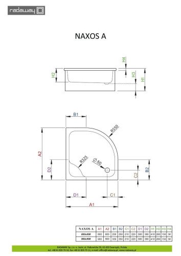 Душовий піддон Radaway Naxos A, 90x90 (SBA9941-1)