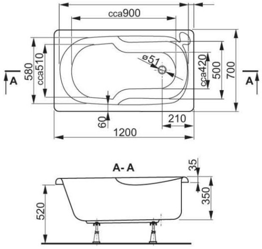 Ванна акриловая Vagnerplast Nike, 120x70 (VPBA127NIK2E-04)