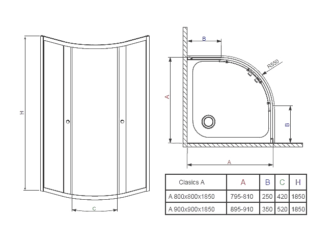 Душова кабіна Radaway Classic, 80x80 (30010-04-01)