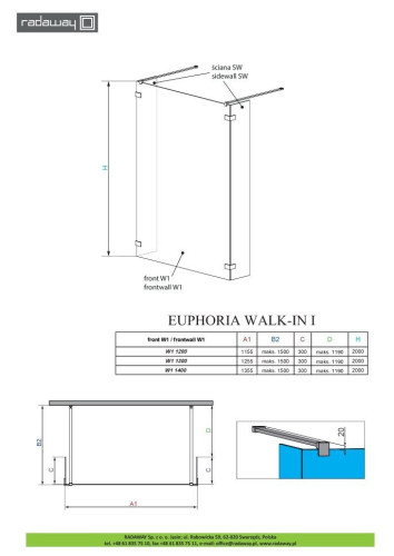 Душова стінка Radaway Walk-In Euphoria I SW 140 (383160-01-01)