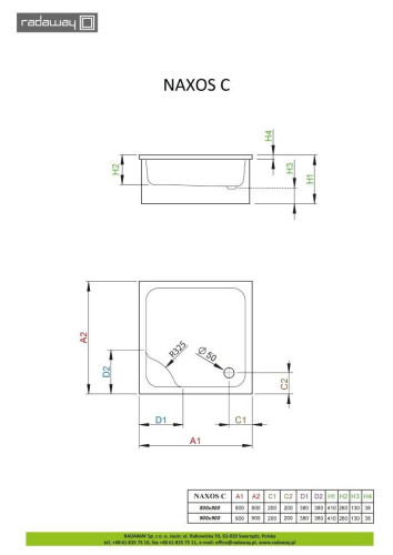 Душевой поддон Radaway Naxos C, 80x80 (SNC8841-28)