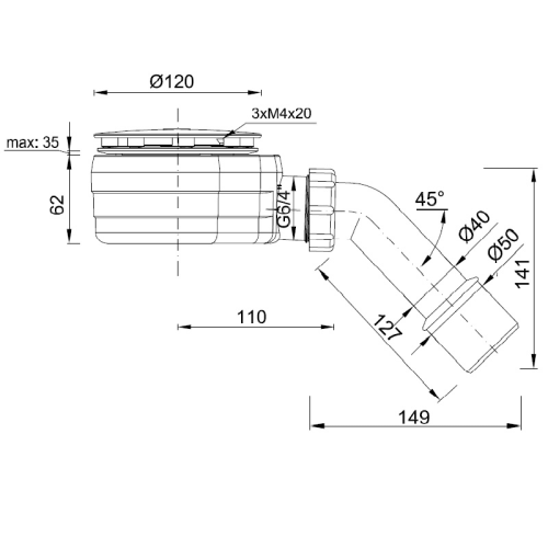 Сифон для душевого поддона Styron (STY-ZA-90-K)