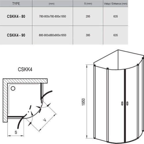 Душевая кабина Ravak Chrome CSKK4, 80x80 (3Q140U00Z1)