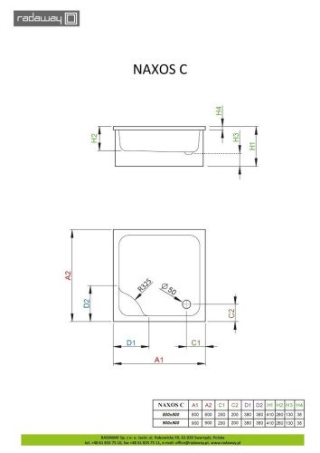 Душовий піддон Radaway Naxos C, 90x90 (SNC9941-28)