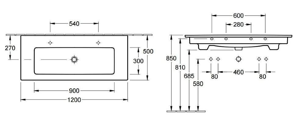 Умывальник подвесной Villeroy&Boch Venticello, 120 (4104CGR1)