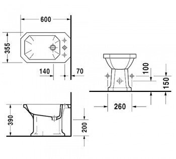 Биде напольное Duravit 1930 Series (267100000)