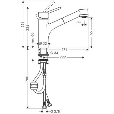 Смеситель для кухни Hansgrohe Talis S, однорычажный, хром (32841000)