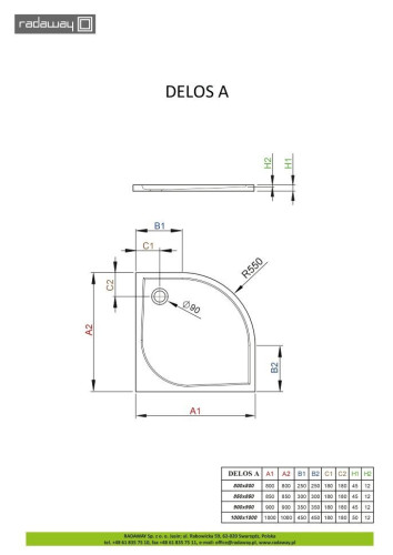 Душевой поддон Radaway Delos A, 90x90 (SDA0909-01)