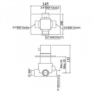 Запорный вентиль Jaquar Kubix Prime, хром (KUB-CHR-35289)
