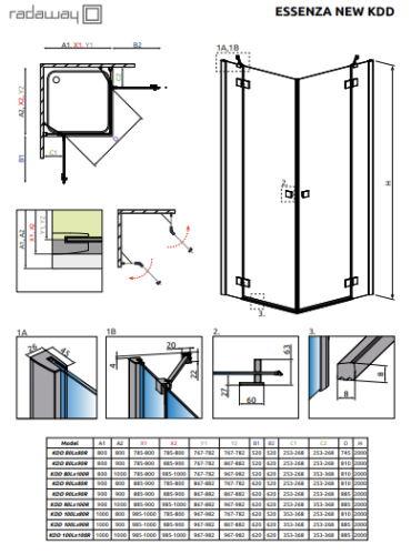Душевая кабина Radaway Essenza New Black KDD, правая, 80x80 (385061-54-01R)