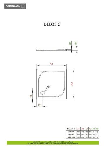 Душевой поддон Radaway Delos C, 100x100 (SDC1010-01)