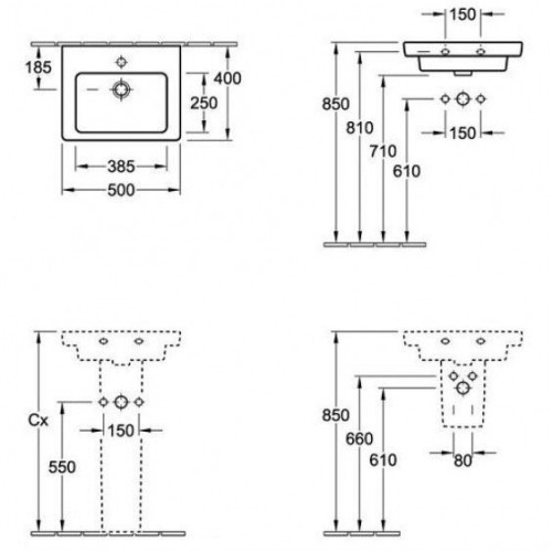 Умивальник підвісний Villeroy&Boch Subway 2.0, 50 (73155001)